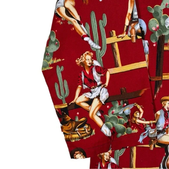 Original Cowboy Women’s Western Cotton Nightshirt XL Red Rockabilly Retro - Picture 6 of 10